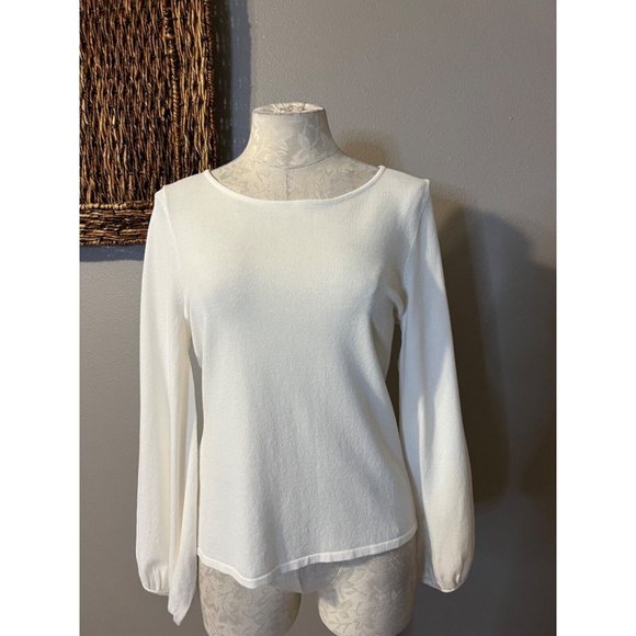 Ann Taylor Top L Large Cream Ivory Balloon Sleeve NWT - Picture 2 of 6